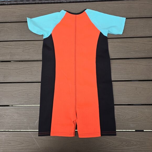 TYR Boys Girls Thermal Swim Suit Zip up Blue Orange Black  Size 7/8 New Sample - Picture 2 of 2